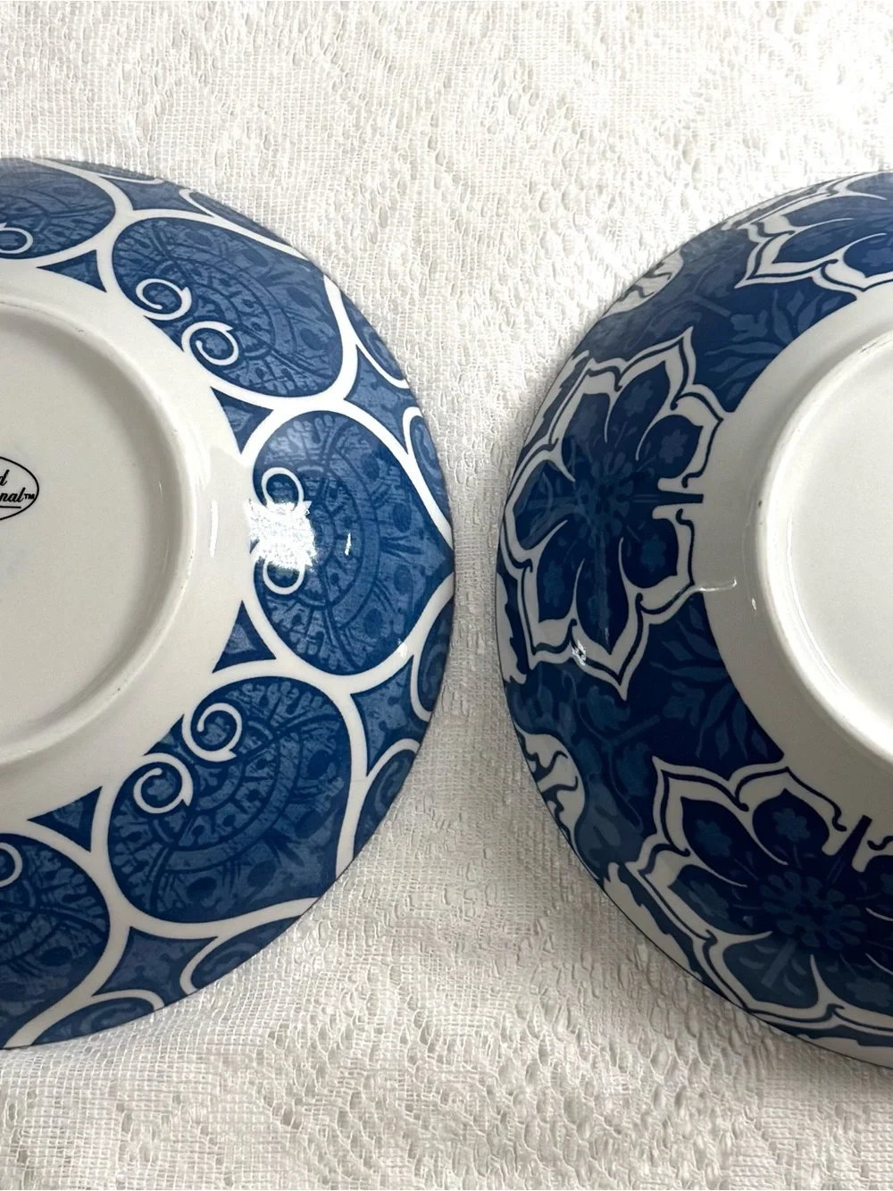 Certified International Blue and White Ornate Ceramic Bowl Set